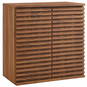 Modway Furniture Render Wall Mounted Bathroom Cabinet – Stylish Storage Solution with Mid-Century Charm & Functionality Walnut EEI-7438-WAL