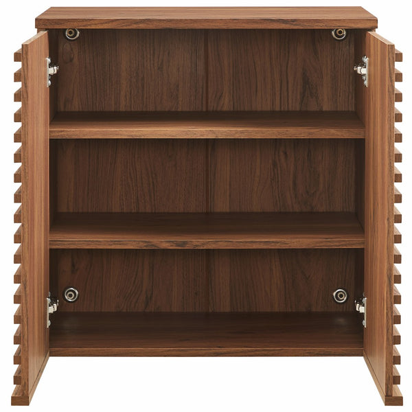 Modway Furniture Render Wall Mounted Bathroom Cabinet – Stylish Storage Solution with Mid-Century Charm & Functionality Walnut EEI-7438-WAL