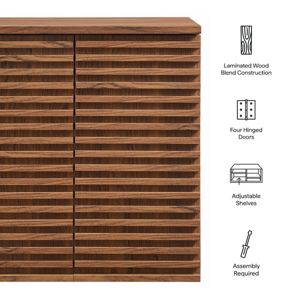 Modway Furniture Render Wall Mounted Bathroom Cabinet – Stylish Storage Solution with Mid-Century Charm & Functionality Walnut EEI-7438-WAL