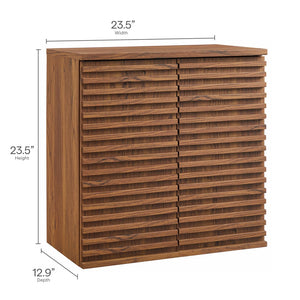 Modway Furniture Render Wall Mounted Bathroom Cabinet – Stylish Storage Solution with Mid-Century Charm & Functionality Walnut EEI-7438-WAL