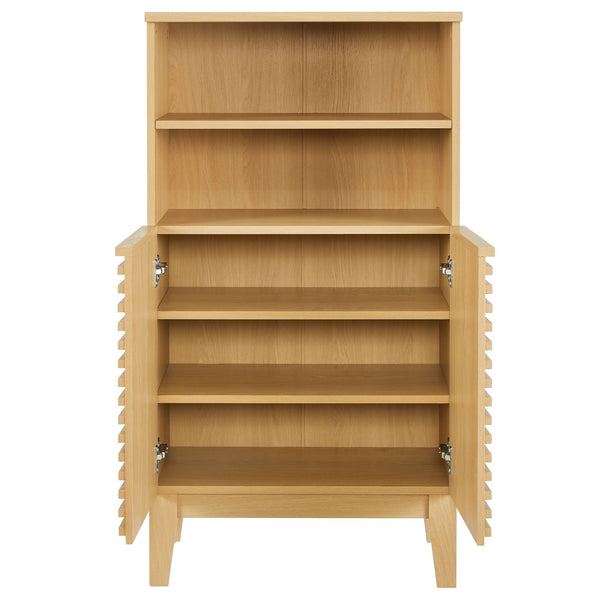 Modway Furniture Render Freestanding Bathroom Storage Cabinet – Stylish Wood Finish with Adjustable Shelves & Soft-Close Doors Oak EEI-7439-OAK