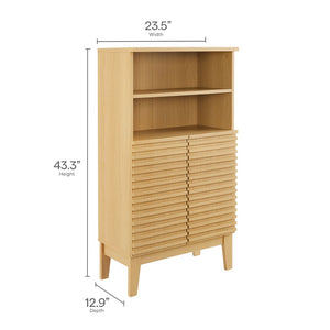 Modway Furniture Render Freestanding Bathroom Storage Cabinet – Stylish Wood Finish with Adjustable Shelves & Soft-Close Doors Oak EEI-7439-OAK