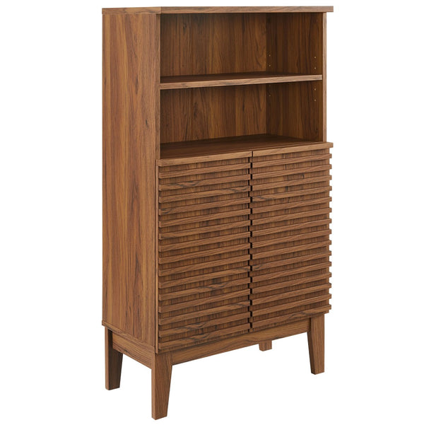Modway Furniture Render Freestanding Bathroom Storage Cabinet – Stylish Wood Finish with Adjustable Shelves & Soft-Close Doors Walnut EEI-7439-WAL