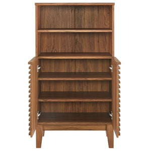 Modway Furniture Render Freestanding Bathroom Storage Cabinet – Stylish Wood Finish with Adjustable Shelves & Soft-Close Doors Walnut EEI-7439-WAL