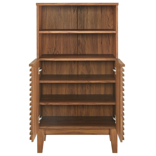 Modway Furniture Render Freestanding Bathroom Storage Cabinet – Stylish Wood Finish with Adjustable Shelves & Soft-Close Doors Walnut EEI-7439-WAL