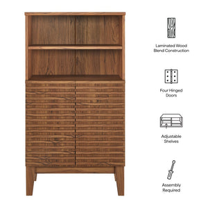 Modway Furniture Render Freestanding Bathroom Storage Cabinet – Stylish Wood Finish with Adjustable Shelves & Soft-Close Doors Walnut EEI-7439-WAL
