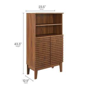 Modway Furniture Render Freestanding Bathroom Storage Cabinet – Stylish Wood Finish with Adjustable Shelves & Soft-Close Doors Walnut EEI-7439-WAL