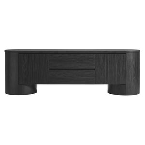Modway Furniture Duval 71 Inch Oval TV Cabinet - Modern Mid-Century Entertainment Console with Ample Storage Solutions Black EEI-7440-BLK