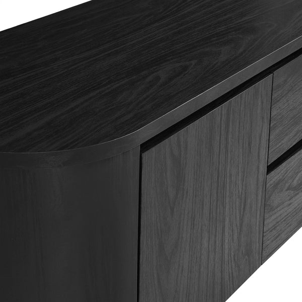 Modway Furniture Duval 71 Inch Oval TV Cabinet - Modern Mid-Century Entertainment Console with Ample Storage Solutions Black EEI-7440-BLK