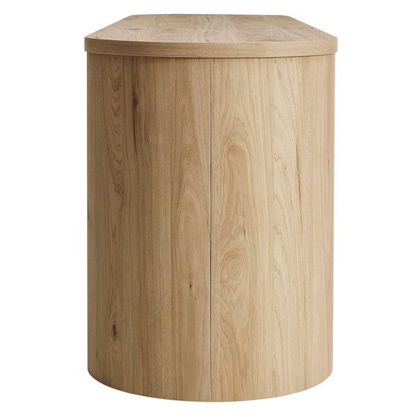 Modway Furniture Duval 71 Inch Oval TV Cabinet - Modern Mid-Century Entertainment Console with Ample Storage Solutions Light Oak EEI-7440-LOA