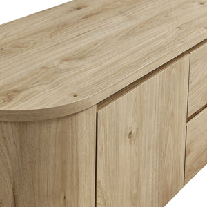 Modway Furniture Duval 71 Inch Oval TV Cabinet - Modern Mid-Century Entertainment Console with Ample Storage Solutions Light Oak EEI-7440-LOA