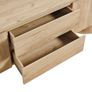 Modway Furniture Duval 71 Inch Oval TV Cabinet - Modern Mid-Century Entertainment Console with Ample Storage Solutions Light Oak EEI-7440-LOA