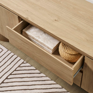 Modway Furniture Duval 71 Inch Oval TV Cabinet - Modern Mid-Century Entertainment Console with Ample Storage Solutions Light Oak EEI-7440-LOA