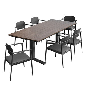 Modway Furniture Aeris 7-Piece Outdoor Patio Dining Set - Modern Aluminum Construction, Stylish & Durable Design Charcoal EEI-7441-CHA-CHA-SET