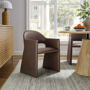 Modway Furniture Talia Vegan Leather Dining Armchair - Contemporary Barrel-Back Design for Modern Living Spaces Espresso EEI-7442-ESP