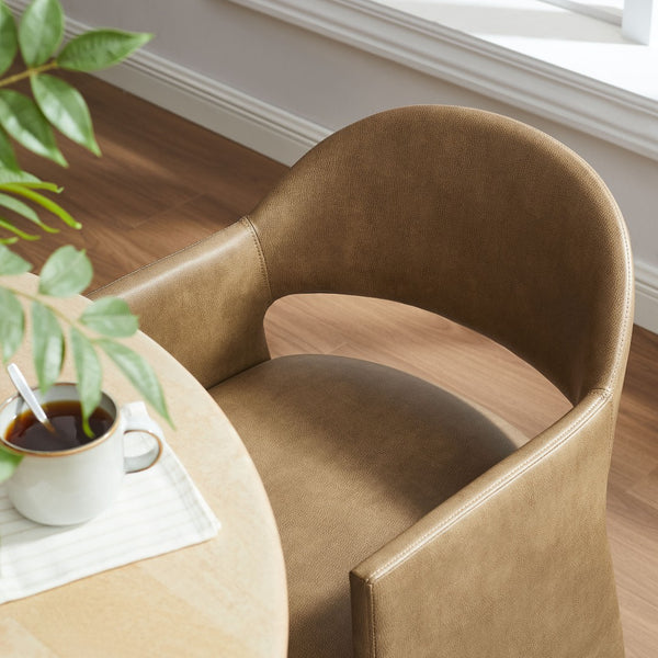 Modway Furniture Talia Vegan Leather Dining Armchair - Contemporary Barrel-Back Design for Modern Living Spaces Toast EEI-7442-TST