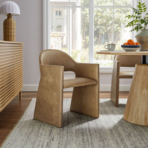 Modway Furniture Talia Vegan Leather Dining Armchair - Contemporary Barrel-Back Design for Modern Living Spaces Toast EEI-7442-TST