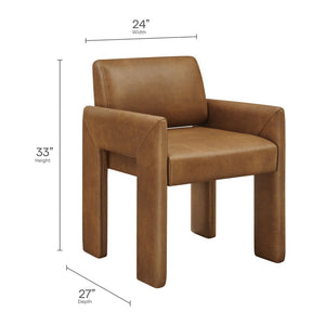 Modway Furniture Daven Vegan Leather Dining Armchair - Mid-Century Modern Comfort for Stylish Spaces and Versatility Canyon EEI-7443-CAN