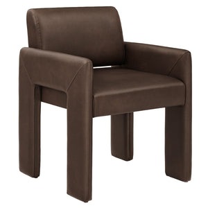 Modway Furniture Daven Mid-century Vegan Leather Armchair with Sculptural Angled Legs for Dining Rooms EEI-7443-ESP