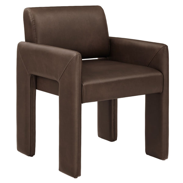 Modway Furniture Daven Mid-century Vegan Leather Armchair with Sculptural Angled Legs for Dining Rooms EEI-7443-ESP