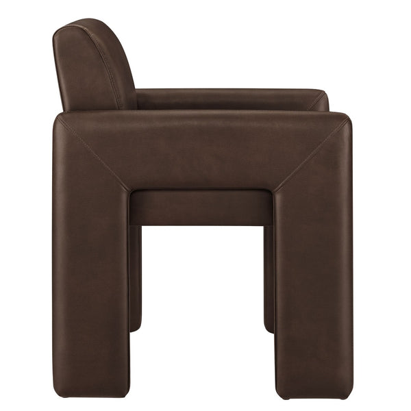 Modway Furniture Daven Mid-century Vegan Leather Armchair with Sculptural Angled Legs for Dining Rooms EEI-7443-ESP