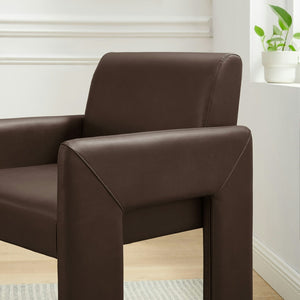 Modway Furniture Daven Mid-century Vegan Leather Armchair with Sculptural Angled Legs for Dining Rooms EEI-7443-ESP