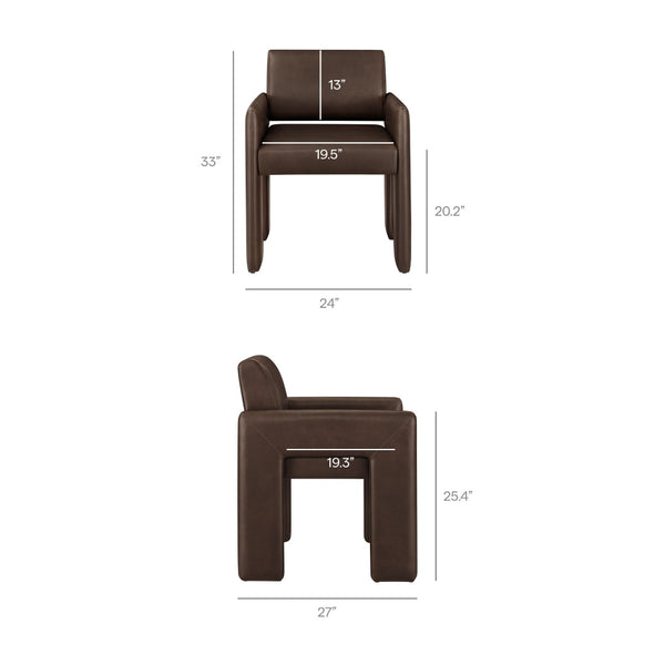 Modway Furniture Daven Mid-century Vegan Leather Armchair with Sculptural Angled Legs for Dining Rooms EEI-7443-ESP