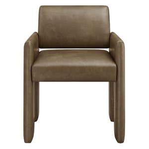 Modway Furniture Daven Vegan Leather Dining Armchair - Mid-Century Modern Comfort for Stylish Spaces and Versatility Mushroom EEI-7443-MUS