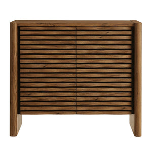 Modway Furniture Emric Wave Accent Cabinet - Modern Walnut Storage with Decorative Slatted Doors for Stylish Living EEI-7444-WAL