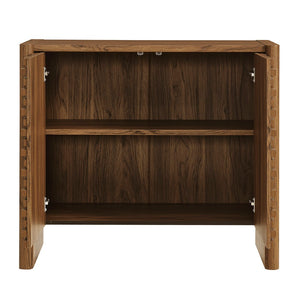 Modway Furniture Emric Wave Accent Cabinet - Modern Walnut Storage with Decorative Slatted Doors for Stylish Living EEI-7444-WAL