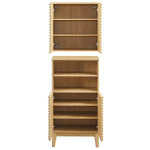 Modway Furniture Render Bathroom Cabinet Set - Modern Two-Piece Storage Solution with Adjustable Shelves & Soft-Close Doors Oak EEI-7446-OAK