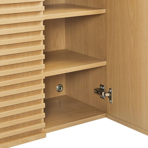 Modway Furniture Render Bathroom Cabinet Set - Modern Two-Piece Storage Solution with Adjustable Shelves & Soft-Close Doors Oak EEI-7446-OAK