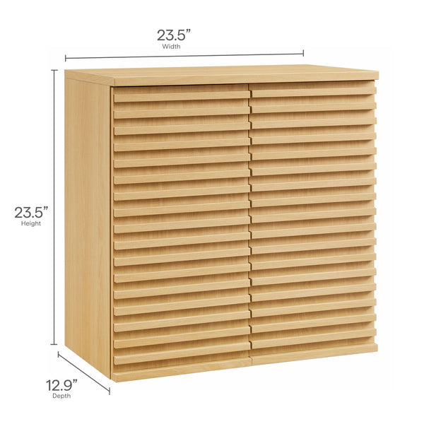 Modway Furniture Render Bathroom Cabinet Set - Modern Two-Piece Storage Solution with Adjustable Shelves & Soft-Close Doors Oak EEI-7446-OAK