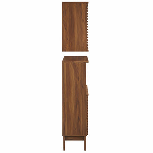 Modway Furniture Render Bathroom Cabinet Set - Modern Two-Piece Storage Solution with Adjustable Shelves & Soft-Close Doors Walnut EEI-7446-WAL