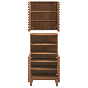 Modway Furniture Render Bathroom Cabinet Set - Modern Two-Piece Storage Solution with Adjustable Shelves & Soft-Close Doors Walnut EEI-7446-WAL