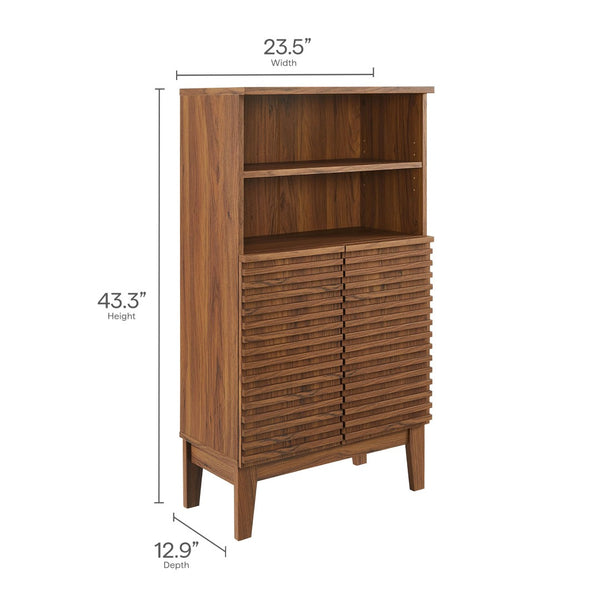 Modway Furniture Render Bathroom Cabinet Set - Modern Two-Piece Storage Solution with Adjustable Shelves & Soft-Close Doors Walnut EEI-7446-WAL