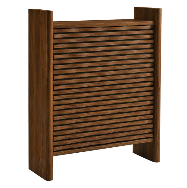 Modway Furniture Emric Wave Shoe Cabinet - Stylish Walnut Storage Solution for Modern Entryway & Small Spaces EEI-7447-WAL