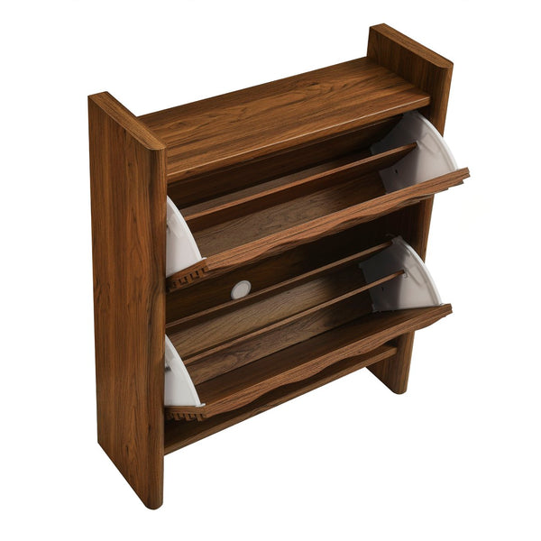 Modway Furniture Emric Wave Shoe Cabinet - Stylish Walnut Storage Solution for Modern Entryway & Small Spaces EEI-7447-WAL