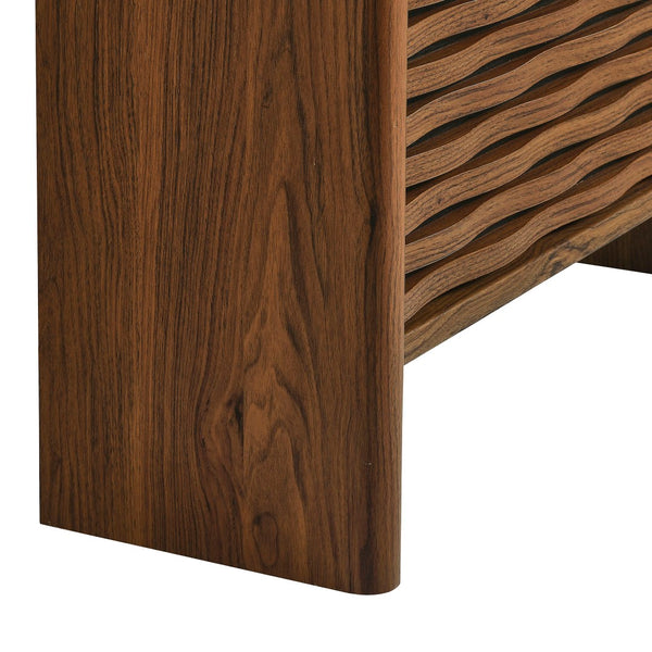 Modway Furniture Emric Wave Shoe Cabinet - Stylish Walnut Storage Solution for Modern Entryway & Small Spaces EEI-7447-WAL
