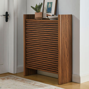 Modway Furniture Emric Wave Shoe Cabinet - Stylish Walnut Storage Solution for Modern Entryway & Small Spaces EEI-7447-WAL