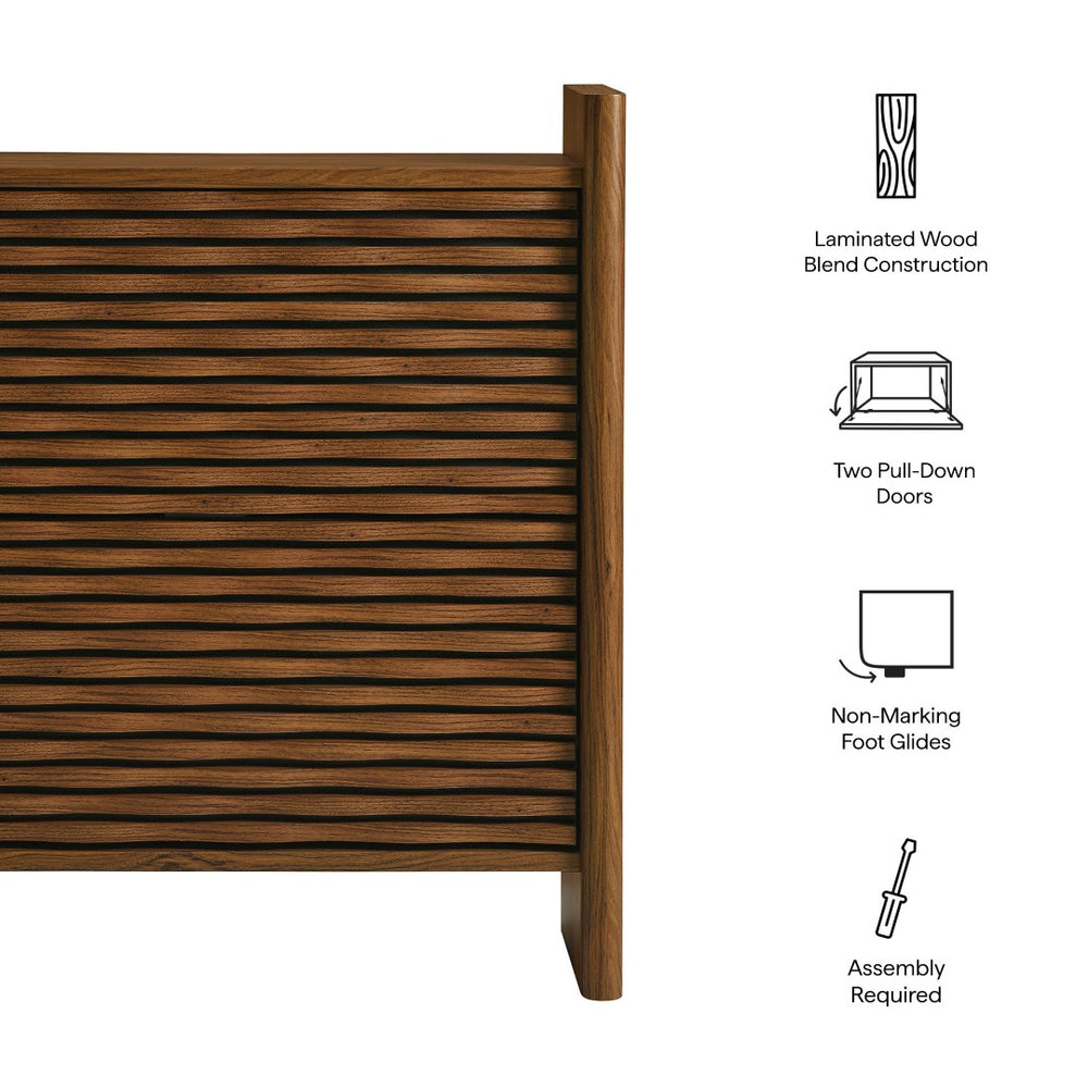 Modway Furniture Emric Wave Shoe Cabinet - Stylish Walnut Storage Solution for Modern Entryway & Small Spaces EEI-7447-WAL