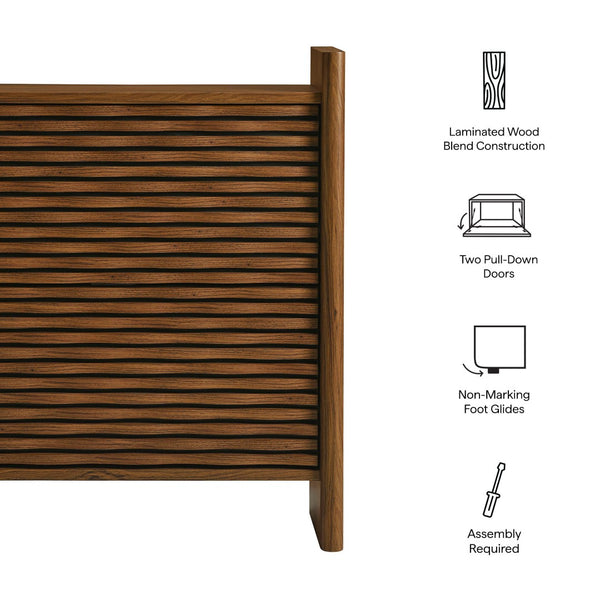 Modway Furniture Emric Wave Shoe Cabinet - Stylish Walnut Storage Solution for Modern Entryway & Small Spaces EEI-7447-WAL