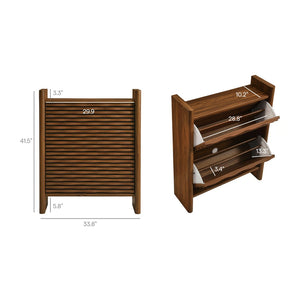 Modway Furniture Emric Wave Shoe Cabinet - Stylish Walnut Storage Solution for Modern Entryway & Small Spaces EEI-7447-WAL