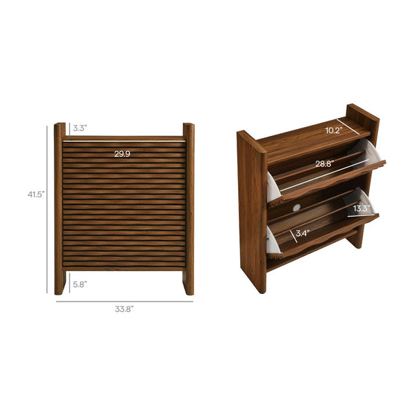 Modway Furniture Emric Wave Shoe Cabinet - Stylish Walnut Storage Solution for Modern Entryway & Small Spaces EEI-7447-WAL