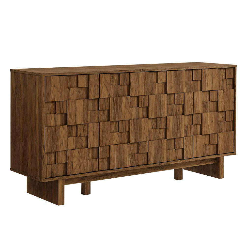 Modway Furniture Owen 59 Inch Geometric Sideboard - Stylish Walnut Storage Solution for Modern Homes & Versatile Use EEI-7448-WAL