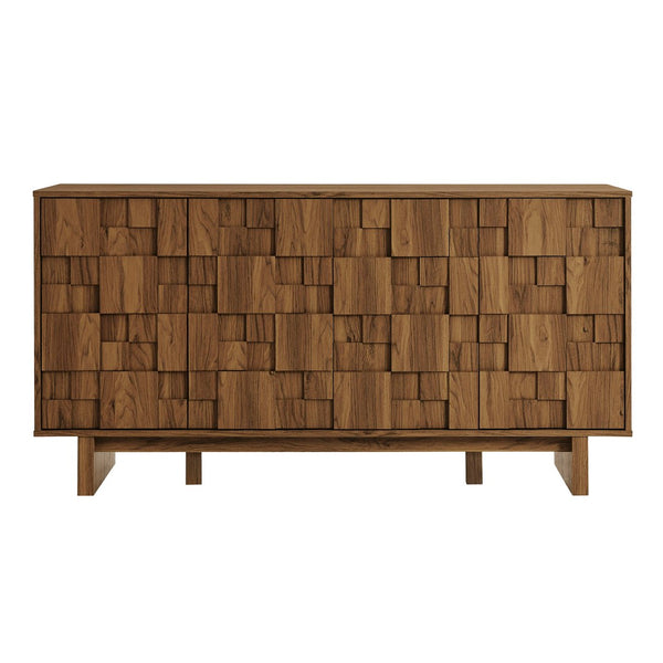 Modway Furniture Owen 59 Inch Geometric Sideboard - Stylish Walnut Storage Solution for Modern Homes & Versatile Use EEI-7448-WAL