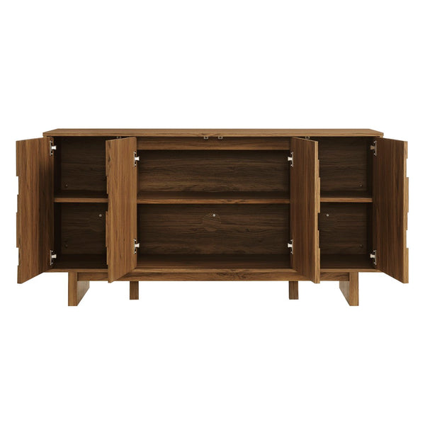 Modway Furniture Owen 59 Inch Geometric Sideboard - Stylish Walnut Storage Solution for Modern Homes & Versatile Use EEI-7448-WAL