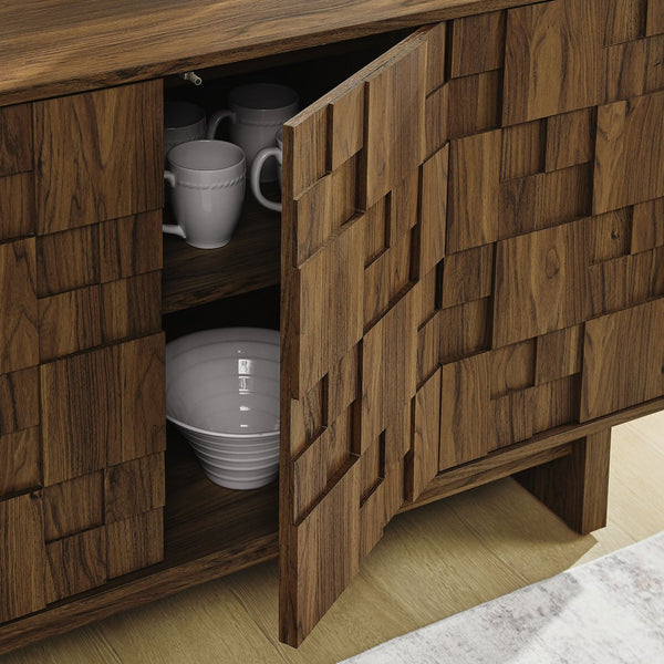 Modway Furniture Owen 59 Inch Geometric Sideboard - Stylish Walnut Storage Solution for Modern Homes & Versatile Use EEI-7448-WAL
