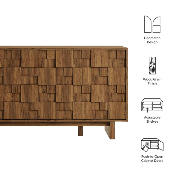 Modway Furniture Owen 59 Inch Geometric Sideboard - Stylish Walnut Storage Solution for Modern Homes & Versatile Use EEI-7448-WAL