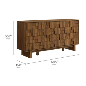 Modway Furniture Owen 59 Inch Geometric Sideboard - Stylish Walnut Storage Solution for Modern Homes & Versatile Use EEI-7448-WAL